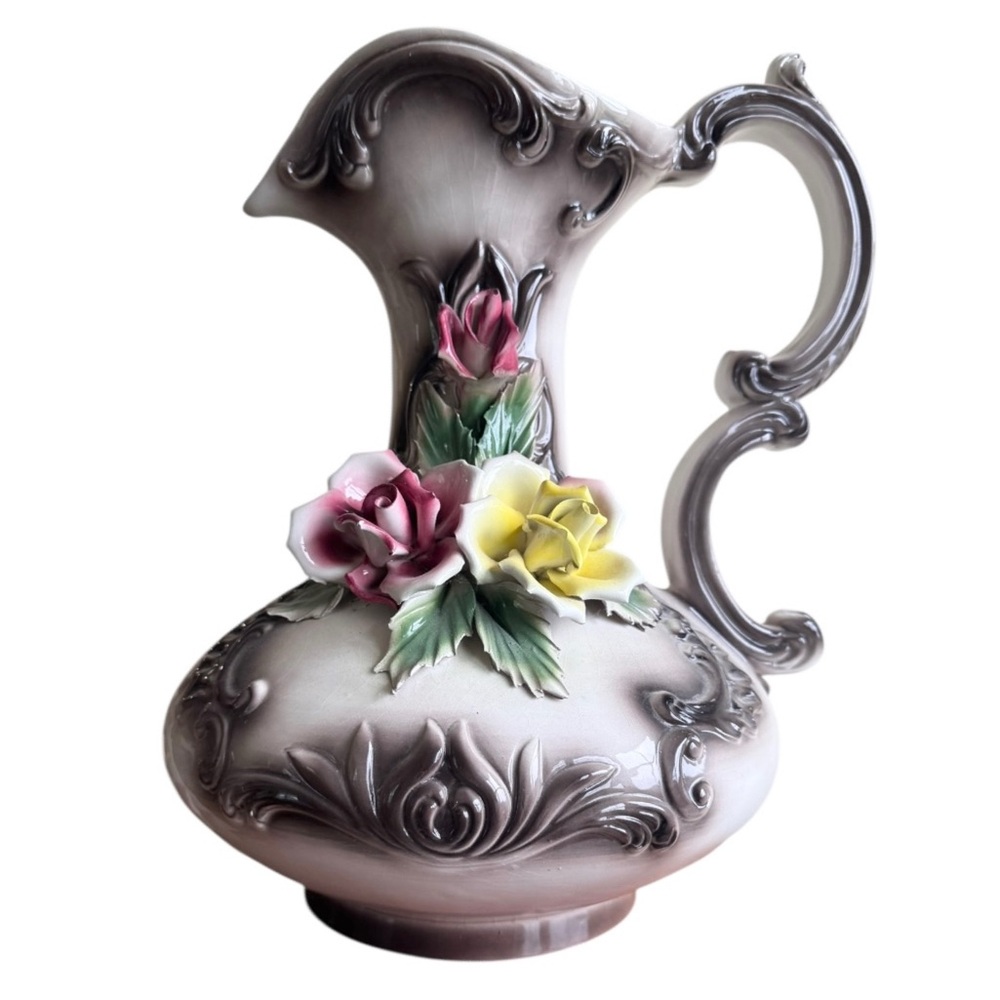Vintage Capodimonte Large Porcelain Pitcher Vase